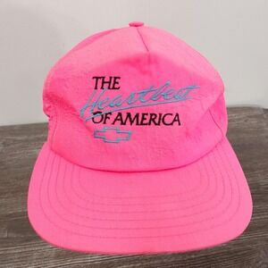Vintage Horizon Chevrolet Heartbeat Hat Cap Snap Back Pink Neon Chevy